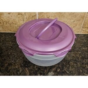 Lock&Lock Purple Snap Lid Plastic Round Handle Storage Container Bowl 5L